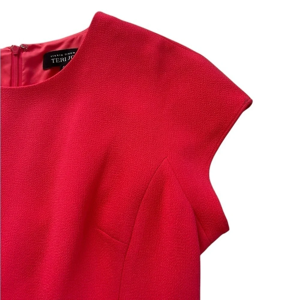 Rickie Freeman Terri Jon size 8 Cap Sleeve Asymmetric Peplum Cocktail Dress Pink
